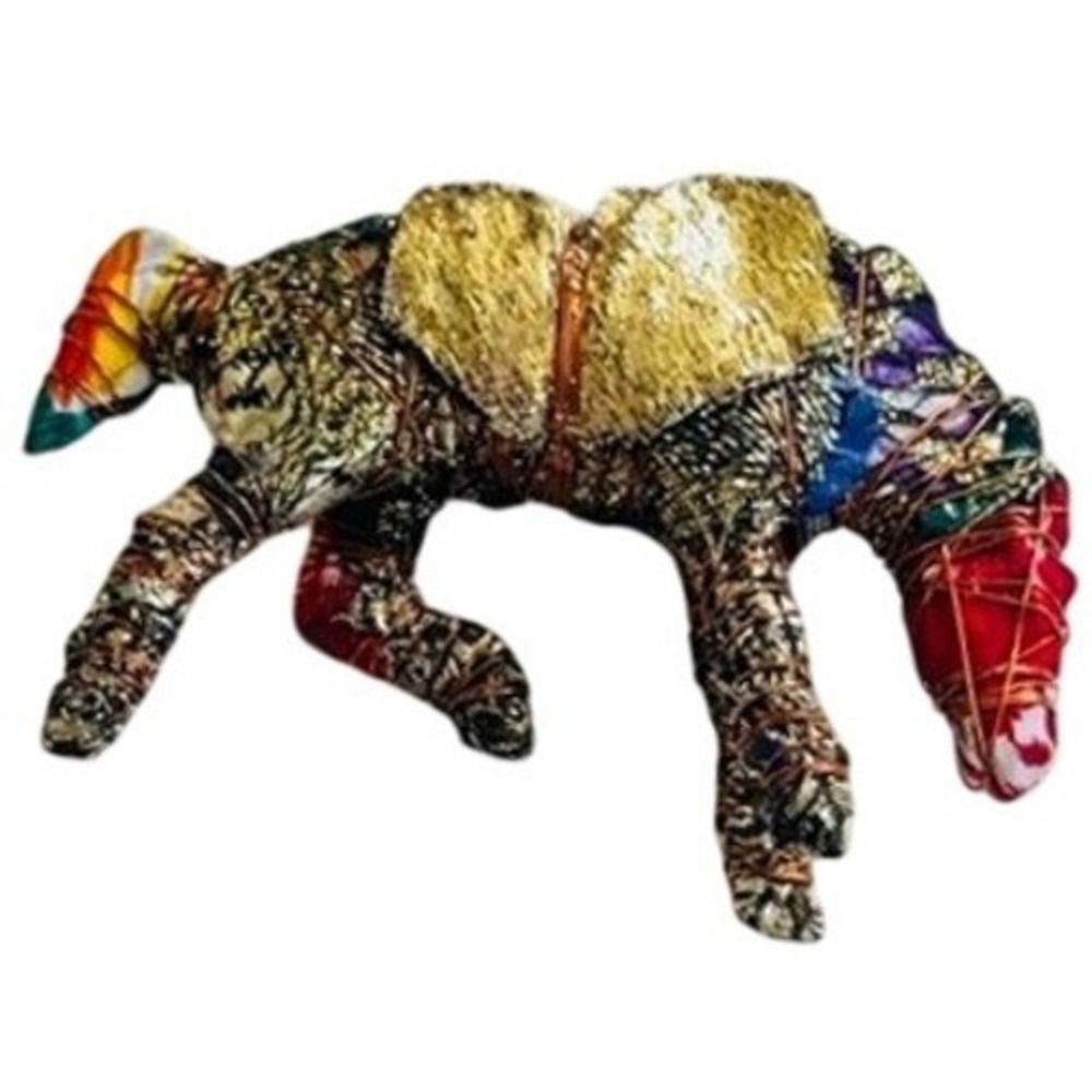 VTG Horse Pin Brooch Fabric pop art Colorful wired Estate Artisan Flashy Fun 90s